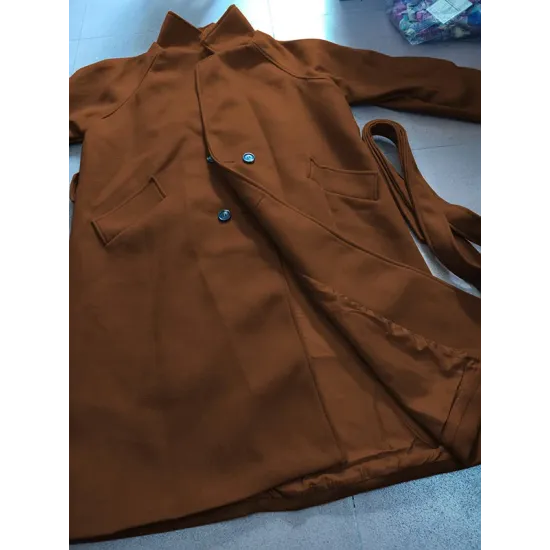 Urban Loose Solid Color Belted Woolen Coat Urban Loose Solid Color Belted Woolen Coat