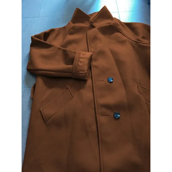 Urban Loose Solid Color Belted Woolen Coat Urban Loose Solid Color Belted Woolen Coat