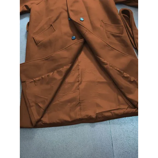 Urban Loose Solid Color Belted Woolen Coat Urban Loose Solid Color Belted Woolen Coat