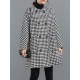 Loose Houndstooth Buttoned Round-Neck Long Sleeves Woolen Coat Loose Houndstooth Buttoned Round-Neck Long Sleeves Woolen Coat