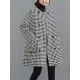 Loose Houndstooth Buttoned Round-Neck Long Sleeves Woolen Coat Loose Houndstooth Buttoned Round-Neck Long Sleeves Woolen Coat