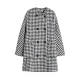 Loose Houndstooth Buttoned Round-Neck Long Sleeves Woolen Coat Loose Houndstooth Buttoned Round-Neck Long Sleeves Woolen Coat