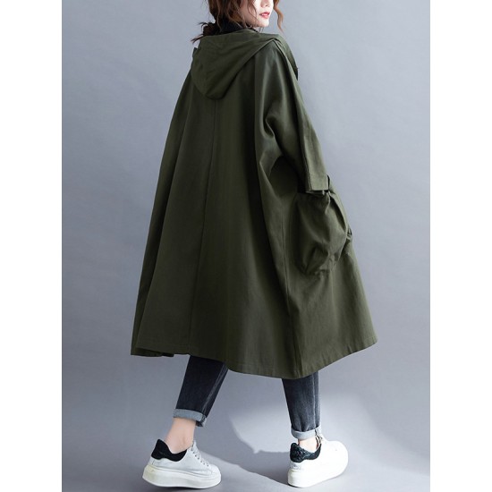 Loose Hooded Trench Long Coat Loose Hooded Trench Long Coat