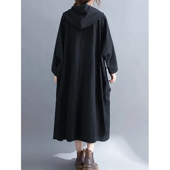 Loose Hooded Trench Long Coat Loose Hooded Trench Long Coat