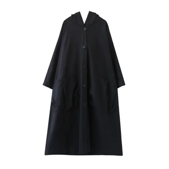 Loose Hooded Trench Long Coat Loose Hooded Trench Long Coat