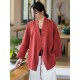 Vintage Long Sleeves Loose Buttoned Tied Solid Color V-Neck Outerwear Vintage Long Sleeves Loose Buttoned Tied Solid Color V-Neck Outerwear