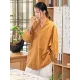 Vintage Long Sleeves Loose Buttoned Tied Solid Color V-Neck Outerwear Vintage Long Sleeves Loose Buttoned Tied Solid Color V-Neck Outerwear