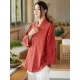 Vintage Long Sleeves Loose Buttoned Tied Solid Color V-Neck Outerwear Vintage Long Sleeves Loose Buttoned Tied Solid Color V-Neck Outerwear
