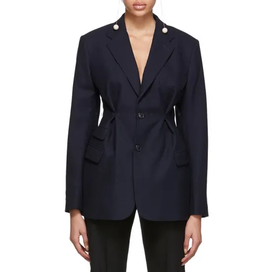 Original Long Sleeves Loose Solid Color Deep V-Neck Outerwear Blazer Original Long Sleeves Loose Solid Color Deep V-Neck Outerwear Blazer