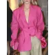 Original Long Sleeves Loose Solid Color Deep V-Neck Outerwear Blazer Original Long Sleeves Loose Solid Color Deep V-Neck Outerwear Blazer
