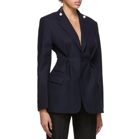 Original Long Sleeves Loose Solid Color Deep V-Neck Outerwear Blazer Original Long Sleeves Loose Solid Color Deep V-Neck Outerwear Blazer