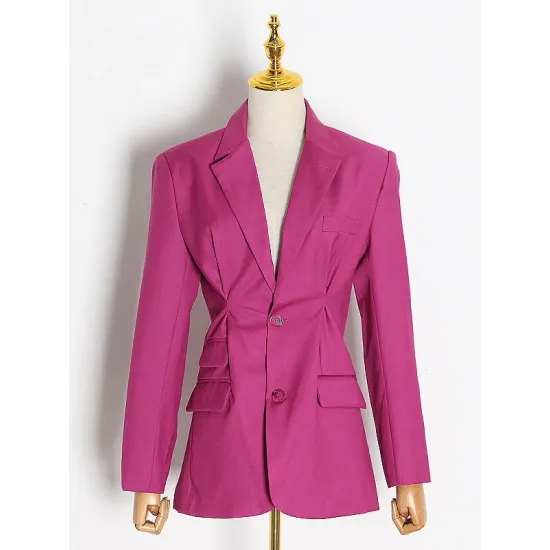 Original Long Sleeves Loose Solid Color Deep V-Neck Outerwear Blazer Original Long Sleeves Loose Solid Color Deep V-Neck Outerwear Blazer