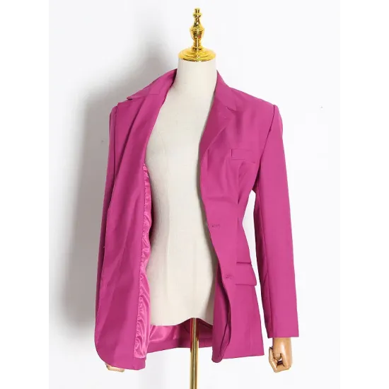 Original Long Sleeves Loose Solid Color Deep V-Neck Outerwear Blazer Original Long Sleeves Loose Solid Color Deep V-Neck Outerwear Blazer