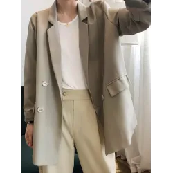 Loose Solid Color Casual Blazer Outwear