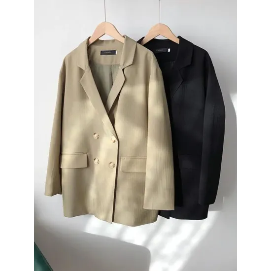 Loose Solid Color Casual Blazer Outwear Loose Solid Color Casual Blazer Outwear