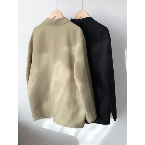 Loose Solid Color Casual Blazer Outwear Loose Solid Color Casual Blazer Outwear