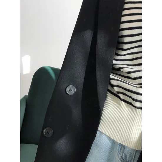 Loose Solid Color Casual Blazer Outwear Loose Solid Color Casual Blazer Outwear