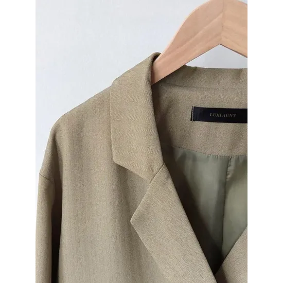 Loose Solid Color Casual Blazer Outwear Loose Solid Color Casual Blazer Outwear