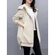 Casual Loose 4 Colors Pleated Zipper Hooded Long Sleeves Outwear Casual Loose 4 Colors Pleated Zipper Hooded Long Sleeves Outwear