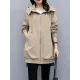 Casual Loose 4 Colors Pleated Zipper Hooded Long Sleeves Outwear Casual Loose 4 Colors Pleated Zipper Hooded Long Sleeves Outwear
