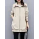 Casual Loose 4 Colors Pleated Zipper Hooded Long Sleeves Outwear Casual Loose 4 Colors Pleated Zipper Hooded Long Sleeves Outwear