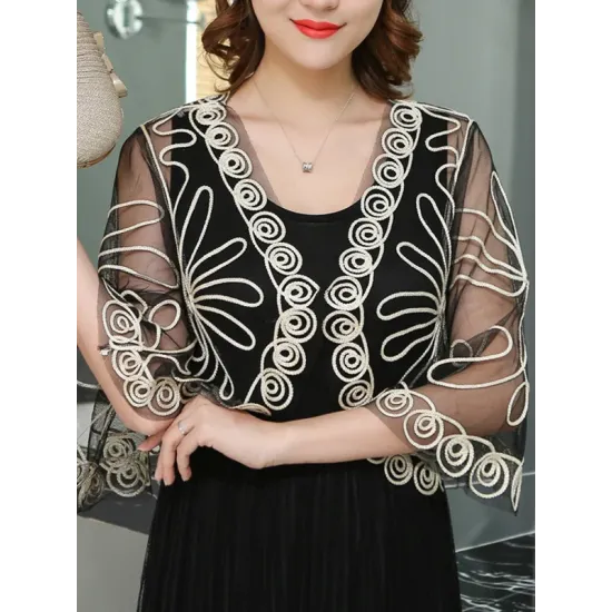 Gauze See-Through Plus Size Sleeveless V-Neck Outerwear Gauze See-Through Plus Size Sleeveless V-Neck Outerwear