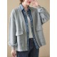 Casual False Two Loose Buttoned Contrast Color Split-Joint Lapel Collar Outerwear Casual False Two Loose Buttoned Contrast Color Split-Joint Lapel Collar Outerwear