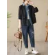 Casual False Two Loose Buttoned Contrast Color Split-Joint Lapel Collar Outerwear Casual False Two Loose Buttoned Contrast Color Split-Joint Lapel Collar Outerwear