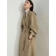 Office Belted Solid Color Notched Collar Wool Overcoat Office Belted Solid Color Notched Collar Wool Overcoat