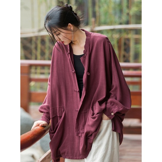 Vintage Batwing Sleeves Split-Joint Solid Color Outerwear Vintage Batwing Sleeves Split-Joint Solid Color Outerwear