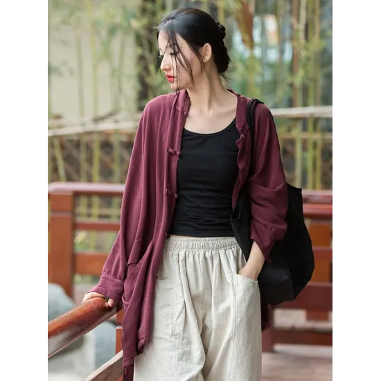 Vintage Batwing Sleeves Split-Joint Solid Color Outerwear Vintage Batwing Sleeves Split-Joint Solid Color Outerwear