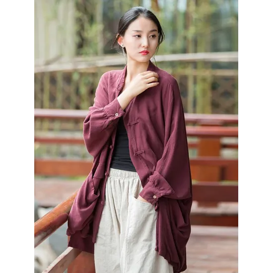 Vintage Batwing Sleeves Split-Joint Solid Color Outerwear Vintage Batwing Sleeves Split-Joint Solid Color Outerwear