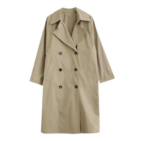 Loose Buttoned Notched Collar Trench Coat Loose Buttoned Notched Collar Trench Coat