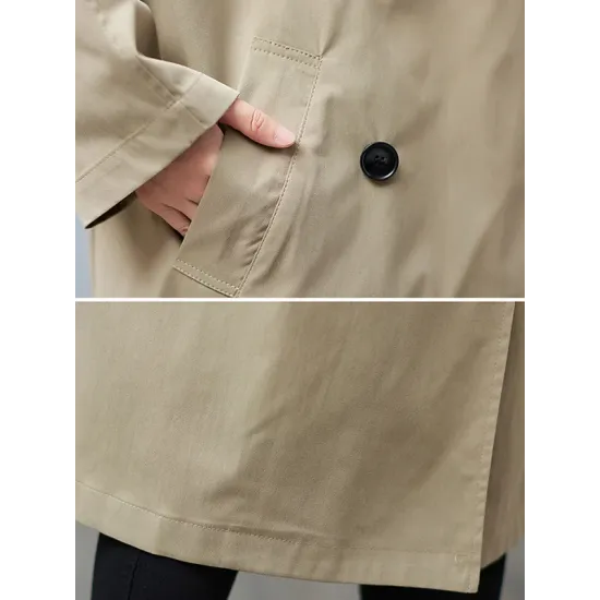 Loose Buttoned Notched Collar Trench Coat Loose Buttoned Notched Collar Trench Coat