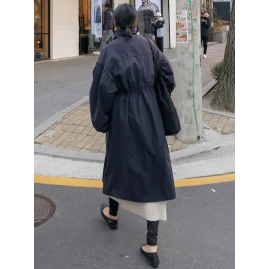 Solid Color Loose Elastic Waist Long Outwear Solid Color Loose Elastic Waist Long Outwear