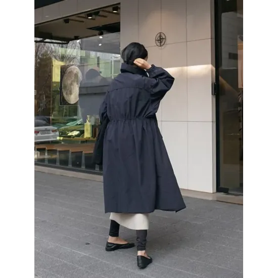 Solid Color Loose Elastic Waist Long Outwear Solid Color Loose Elastic Waist Long Outwear