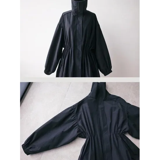 Solid Color Loose Elastic Waist Long Outwear Solid Color Loose Elastic Waist Long Outwear