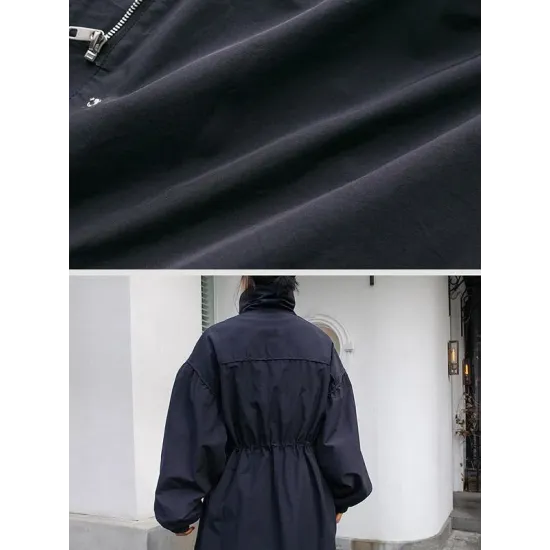 Solid Color Loose Elastic Waist Long Outwear Solid Color Loose Elastic Waist Long Outwear