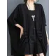 Drawstring Solid Color Half Sleeves Irregular Clipping V-Neck Outerwear Drawstring Solid Color Half Sleeves Irregular Clipping V-Neck Outerwear