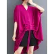 Drawstring Solid Color Half Sleeves Irregular Clipping V-Neck Outerwear Drawstring Solid Color Half Sleeves Irregular Clipping V-Neck Outerwear