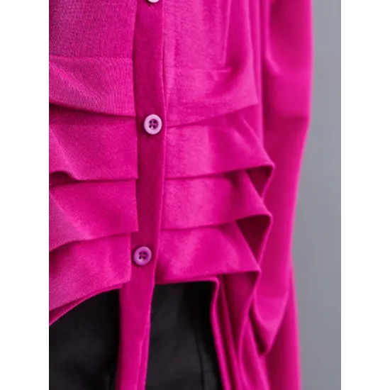 Drawstring Solid Color Half Sleeves Irregular Clipping V-Neck Outerwear Drawstring Solid Color Half Sleeves Irregular Clipping V-Neck Outerwear