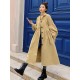 Casual Lose Tied Buttoned High-Waist Notched Collar Long Bishop Sleeves Trench Coat Casual Lose Tied Buttoned High-Waist Notched Collar Long Bishop Sleeves Trench Coat
