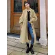 Casual Lose Tied Buttoned High-Waist Notched Collar Long Bishop Sleeves Trench Coat Casual Lose Tied Buttoned High-Waist Notched Collar Long Bishop Sleeves Trench Coat