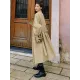 Casual Lose Tied Buttoned High-Waist Notched Collar Long Bishop Sleeves Trench Coat Casual Lose Tied Buttoned High-Waist Notched Collar Long Bishop Sleeves Trench Coat