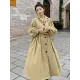 Casual Lose Tied Buttoned High-Waist Notched Collar Long Bishop Sleeves Trench Coat Casual Lose Tied Buttoned High-Waist Notched Collar Long Bishop Sleeves Trench Coat