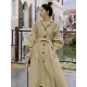 Casual Lose Tied Buttoned High-Waist Notched Collar Long Bishop Sleeves Trench Coat Casual Lose Tied Buttoned High-Waist Notched Collar Long Bishop Sleeves Trench Coat