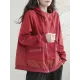 Artistic Retro Loose Long Sleeves Solid Color Zipper Hooded Outerwear Artistic Retro Loose Long Sleeves Solid Color Zipper Hooded Outerwear