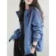 Artistic Retro Loose Long Sleeves Solid Color Zipper Hooded Outerwear Artistic Retro Loose Long Sleeves Solid Color Zipper Hooded Outerwear