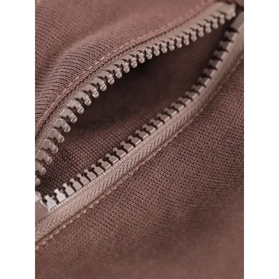 Artistic Retro Loose Long Sleeves Solid Color Zipper Hooded Outerwear Artistic Retro Loose Long Sleeves Solid Color Zipper Hooded Outerwear
