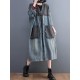 Artistic Retro Denim Long Sleeves Loose Tied Split-Joint Trench Outerwear Artistic Retro Denim Long Sleeves Loose Tied Split-Joint Trench Outerwear